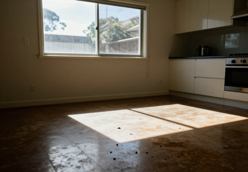 Rodent droppings and damage in a Greendale shed before treatment